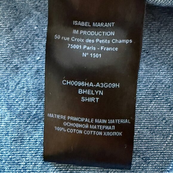 ISABEL MARANT BHELYN GEOMETRIC PRINT DEINIM SHIRT -- Mens S/ Womens M/L - Picture 9 of 10